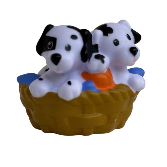 Fisher-Price Little People Other - Little People 2007 BASKET OF PUPPIES Fisher Price zoo farm Noah's Ark animals